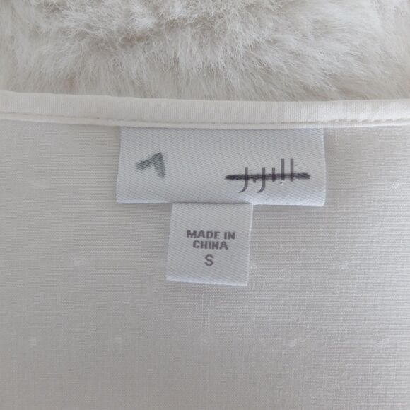 J Jill Swiss Dot Cream Long Sleeve Top Size Small - Picture 8 of 9